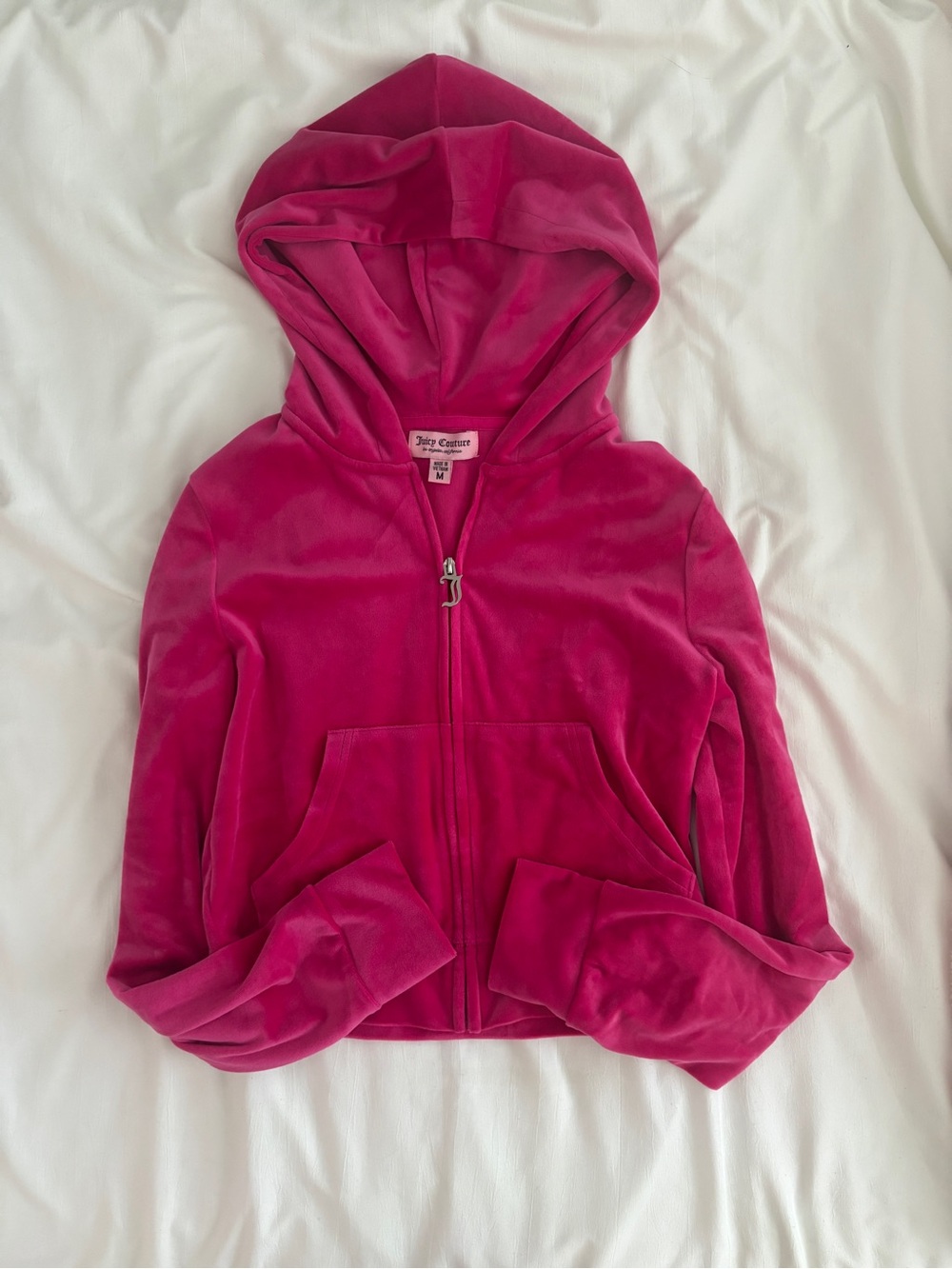 Juicy Couture Hot Pink Velour Y2K Bedazzled Zip Hoodie & Pants Set | M/XS - Picture 4 of 9